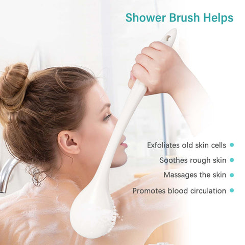 Brencco Body Brush with Long Handle, Shower Brush with Textured, Body Brush for Skin Cleaning