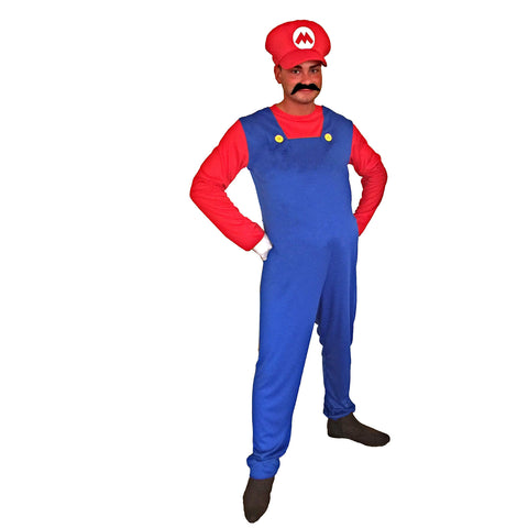 New Adult Men Super Mario Luigi Bros Plumber Brothers Fancy Dress Outfit Costume L