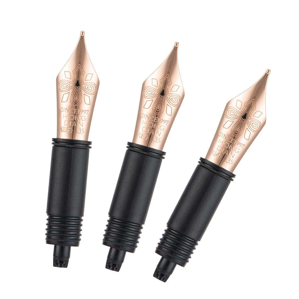3PCS Hongdian Fountain Pen Rose Gold Nib Set (Extra Fine & Fine & Medium) for 1860 Max, 1837, 660, N2, N23 and N8 Replaced #06 Nib Section