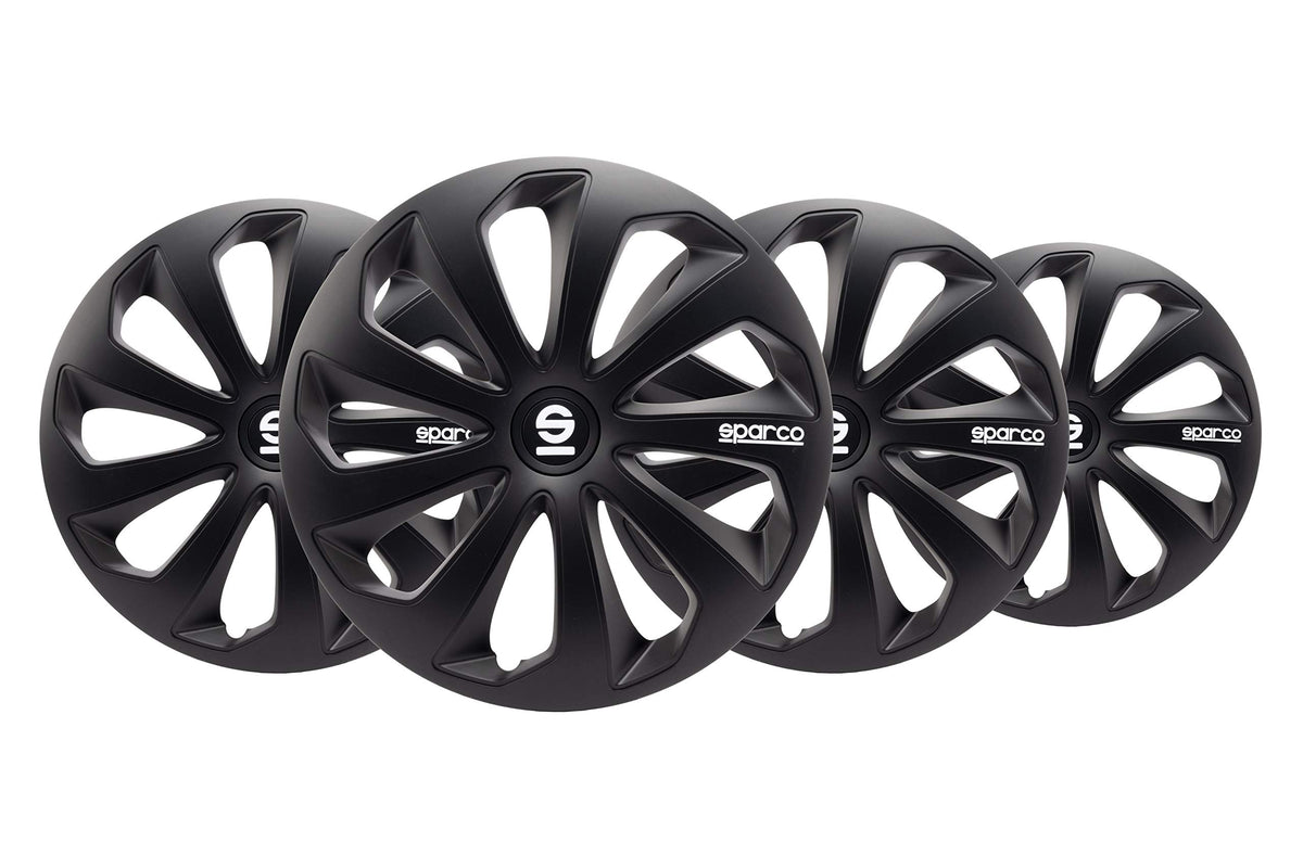 SPARCO SPC1570BK Sicilia Wheel Covers, Black, Set of 4, 15"