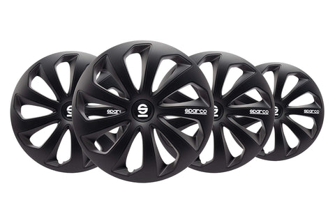 SPARCO SPC1570BK Sicilia Wheel Covers, Black, Set of 4, 15"