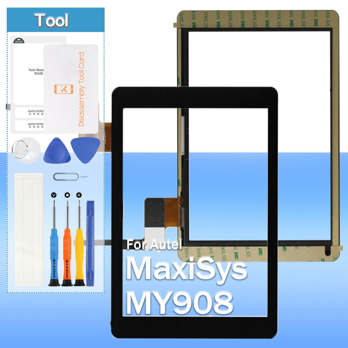 Touch Screen for Autel MaxiSys MY908 9.7" Front Glass Touch Digitizer Panel Replacement with Tools(Not Include LCD)