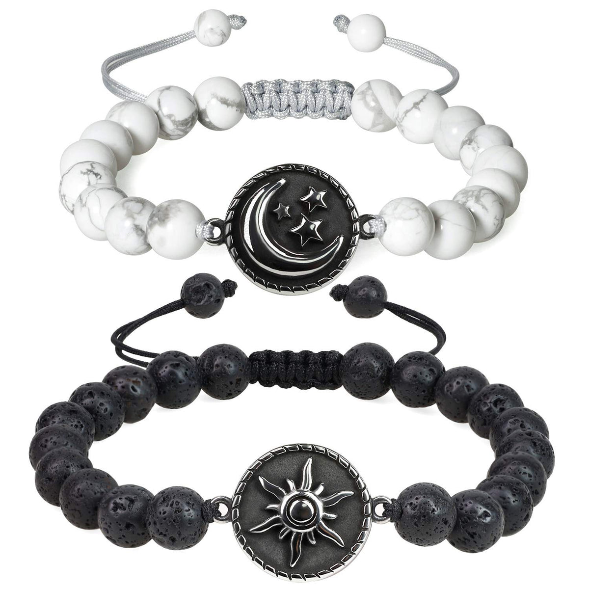 COAI My Sun and Stars Moon of My Life Lava Howlite Stone Yin Yang Bracelets for Couples