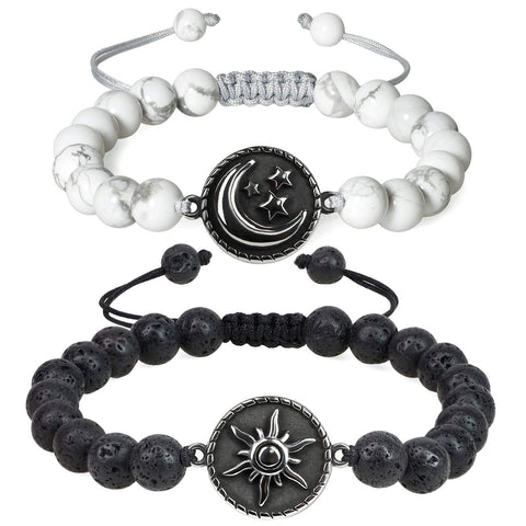 COAI My Sun and Stars Moon of My Life Lava Howlite Stone Yin Yang Bracelets for Couples