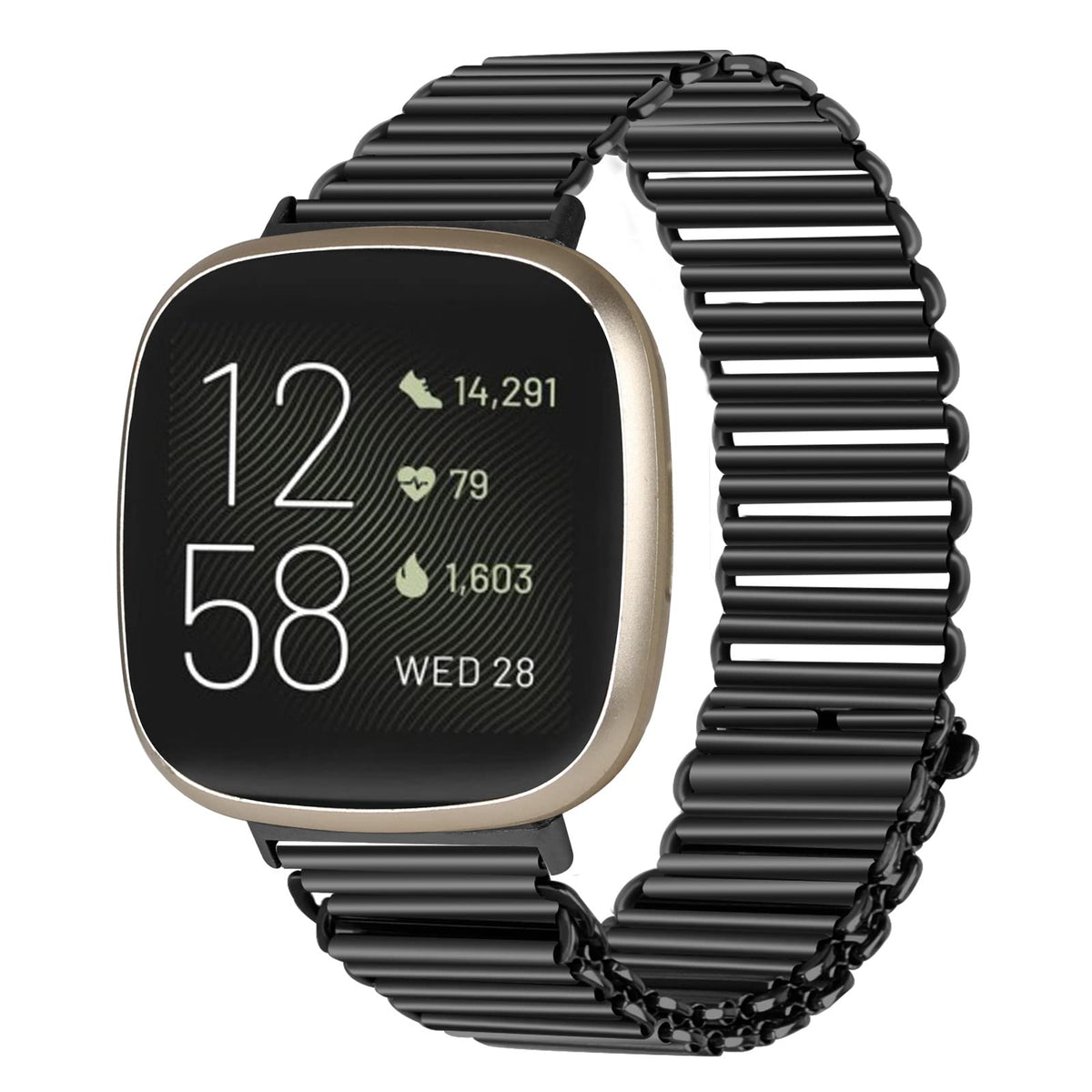 Gimuk Straps Compatible with Fitbit Versa 4 Strap for Women Men, Adjustable Stainless Steel Metal Wristband Sport Replacement Strap Band Bracelet for Fitbit Versa 4/Sense 2/Versa 3/Sense (Black)