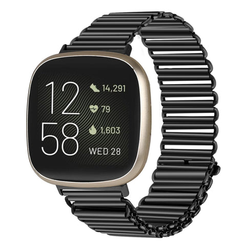Gimuk Straps Compatible with Fitbit Versa 4 Strap for Women Men, Adjustable Stainless Steel Metal Wristband Sport Replacement Strap Band Bracelet for Fitbit Versa 4/Sense 2/Versa 3/Sense (Black)