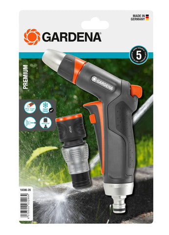 Gardena Premium Cleaning Nozzle Set: Robust Cleaning Nozzle and Water Stop Connector, Practical Cleaning Set, Frost/UV Proof (18306-20)