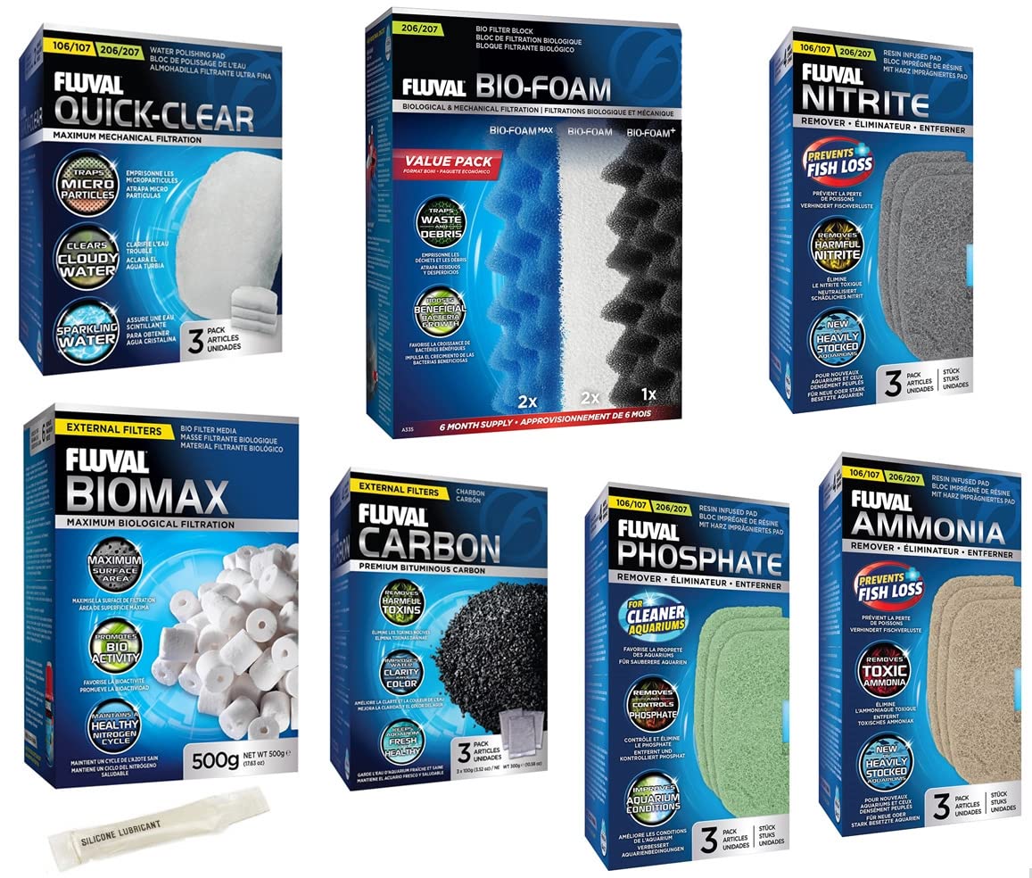 Inland Seas Fluval 206/207 Canister Filter Semi Annual Maintenance Kit Plus Bundle (8 Items)