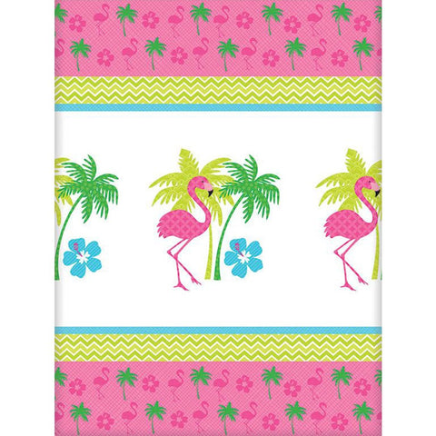Amscan Sun-Sational Summer Luau Party Flamingo Fun Printed Table Cover, Multi Color, 15.6 x 7.8