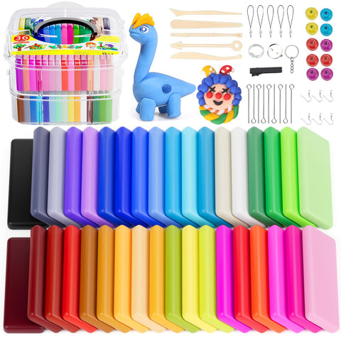 Polymer Clay, 36 Blocks Colored Modeling Clay DIY Soft Craft Clay Set With Modeling Tools and Accessories in Storage Box, for Kids (36 Blocks, Weight 3lb)