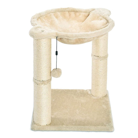 Amazon Basics Cat Tree Tower With Scratching Post And Hammock Bed for Indoor Cat - 16 x 20 x 16 Inches, Beige