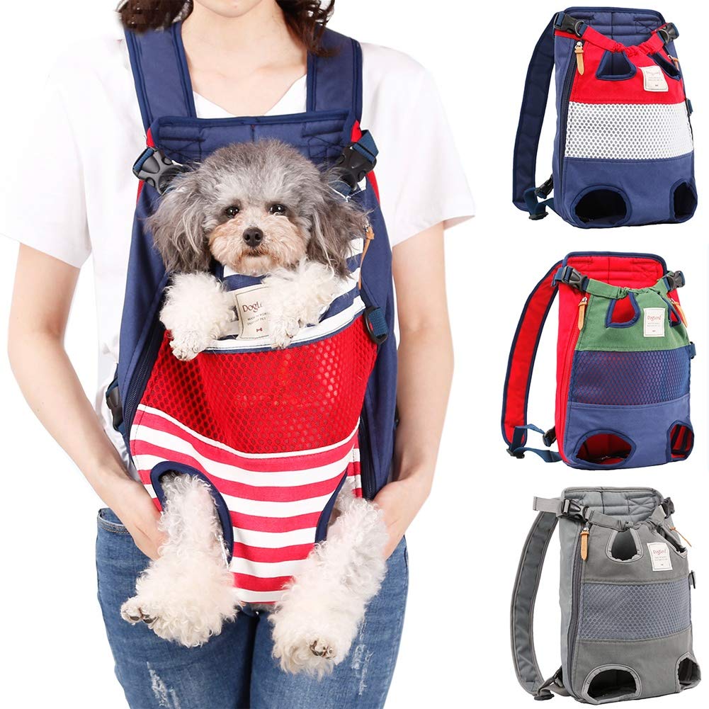 Dog Carrier Backpack, Pet Front Carrier Backpack Legs Out Dog Chest Carrier for Small Medium Dogs, Hands-Free Cat Backpack Carrier Dog Travel Backpack Airline Approved Hiking Bike Motorcycle