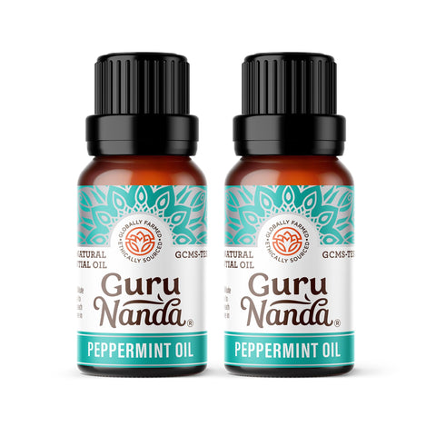 GuruNanda Peppermint Essential Oil, 100% Pure, Natural & Undiluted Aromatherapy Oil for Diffusers & DIY Recipes, Promotes Mental Clarity (2x0.5 Fl Oz)