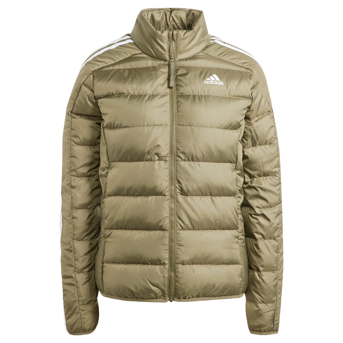 adidas Women's Essentials 3-Stripes Light Down Jacket, Olive Strata, S