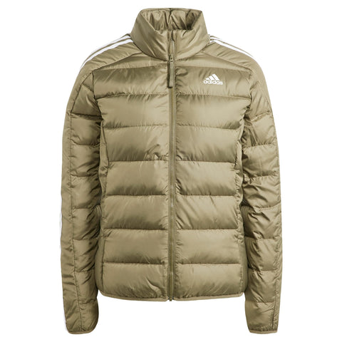adidas Women's Essentials 3-Stripes Light Down Jacket, Olive Strata, S