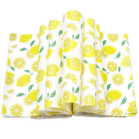 JarThenaAMCS 150Pcs Summer Lemon Wax Paper Yellow Deli Paper Tissue Summertime Fruit Sandwich Wrap Paper Waterproof Oil-Proof Picnic Liners for Party Kitchen Supplies