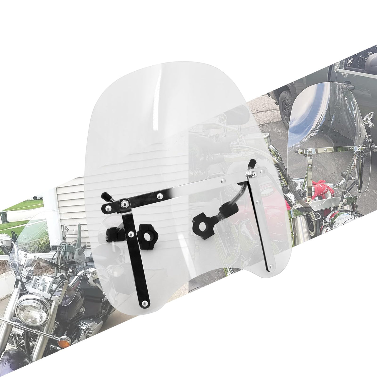HCmotorku Motorcycle Windshield Windscreen Fit For Harley Touring Sportster XL 883 1200 Dyna Softail Honda Kawasaki Suzuki Yamaha (Clear), HCUSWI0038