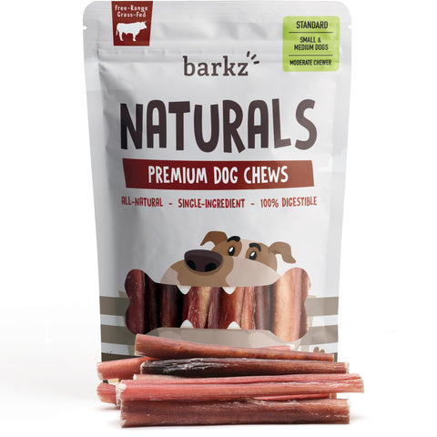 Barkz Naturals 6 Inch Odor-Free Bully Sticks for Small to Medium Dogs, (6 Inch, Standard, 12 Pack), Moderate Chewers, All-Natural Beef Pizzle Dog Chews
