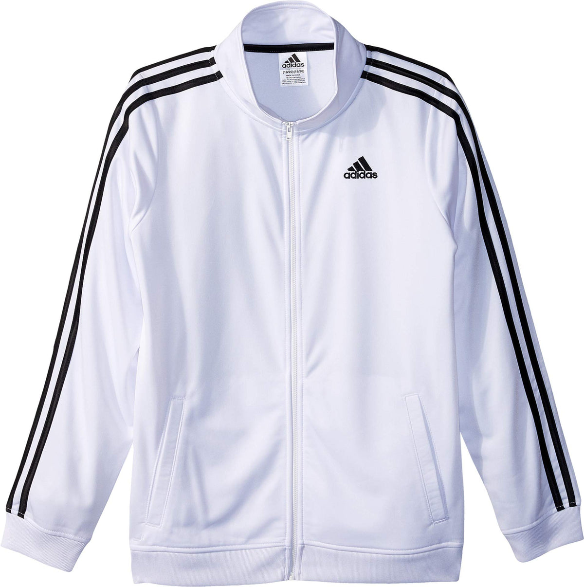Adidas Boys' Big Zip Front Iconic Tricot Jacket, White, Small