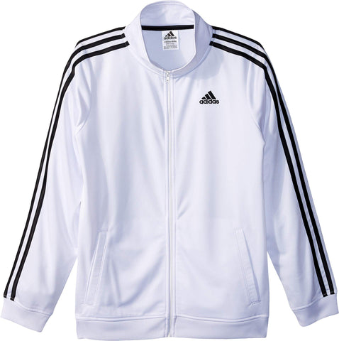 Adidas Boys' Big Zip Front Iconic Tricot Jacket, White, Small
