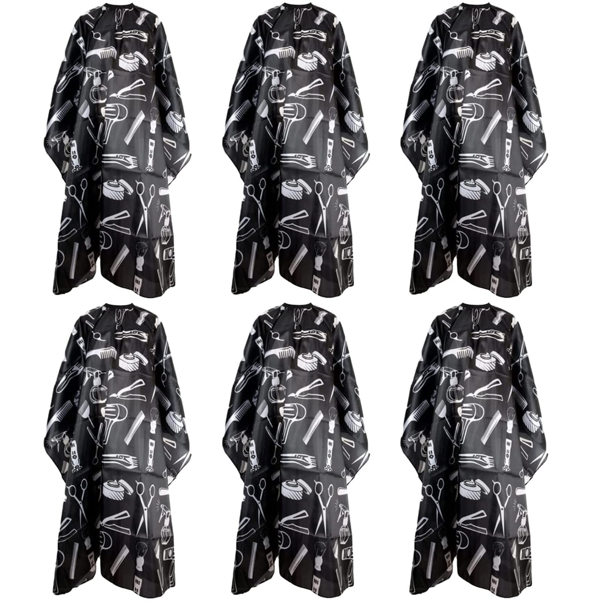 Wensdr 6 Packs Professional Long Hair Cutting Cape 55 x 63 inches Salon Haircut Apron Barber Cape Water and Stain Resistant Black