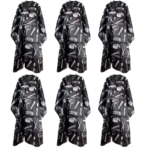 Wensdr 6 Packs Professional Long Hair Cutting Cape 55 x 63 inches Salon Haircut Apron Barber Cape Water and Stain Resistant Black