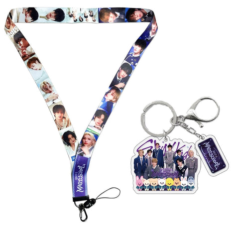YiYiXiXi Stray-Kids New Album Lanyard Keychain Accessories Gift Merch for Fans(Purple)