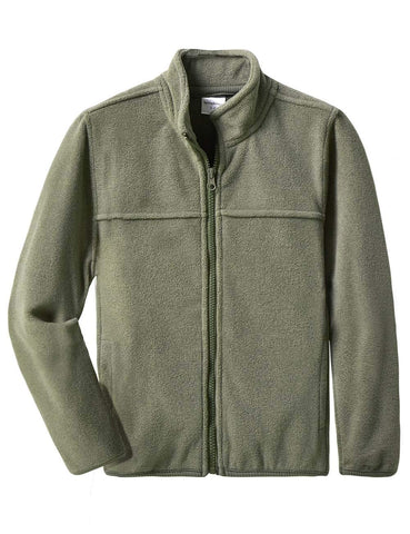 Spring&Gege Kids Solid Full-Zip School Outdoors Polar Fleece Jacket for Boys Olive Size 9-10 Years
