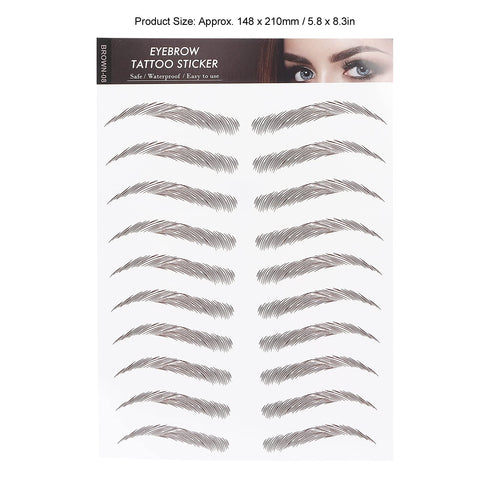 and Lifelike Eyebrow Sticker, Professional Waterproof Eyebrow Tattoo Sticker, Women Eyebrow Transfer Sticker for One-time Use(BROWN-08)