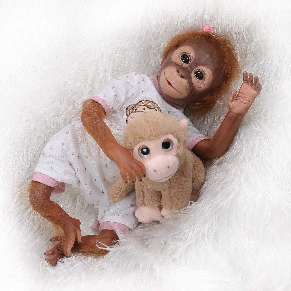 TERABITHIA 21inch 52CM So Truly Hand Detailed Painting Reborn Monkey Baby Dolls Look Real Silicone Vinyl Flexible Collectible Art Newborn Doll Look Realistic