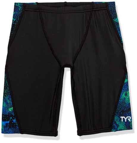 TYR Boys' Standard Durafast Lite Splice Jammer Swimsuit, Diploria Green/Blue, 22