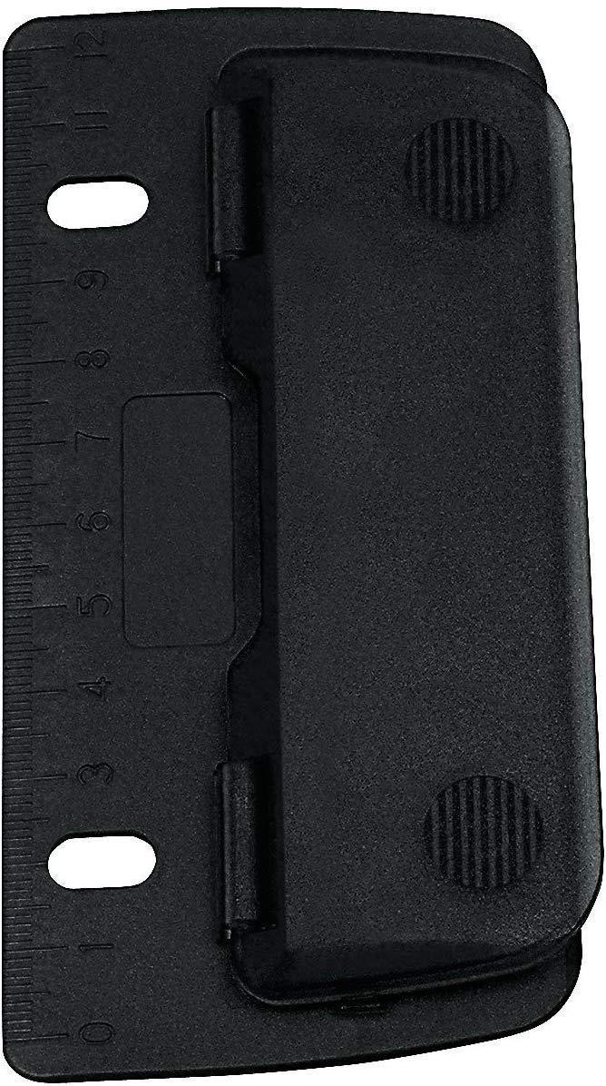 WEDO 67801 Double Plastic Hole Punch for Filing, for Use with 8 cm holes with 12 cm Scale, Black