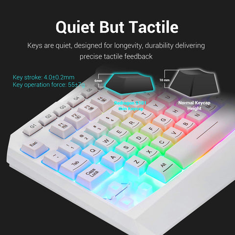 Redragon K503 PC Gaming Keyboard, RGB LED Backlit with Macro Recording, Wired, Multimedia Keys, Silent USB Keyboard with Wrist Rest for Windows PC Games (White)