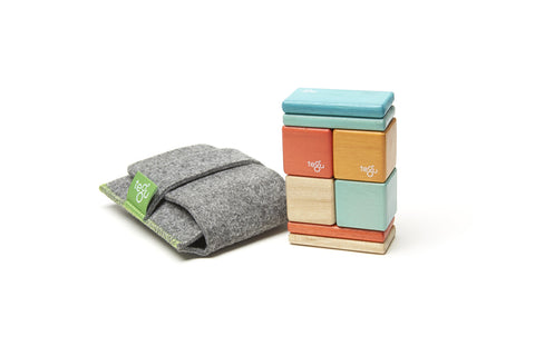 8 Piece Tegu Pocket Pouch Magnetic Wooden Block Set, Sunset