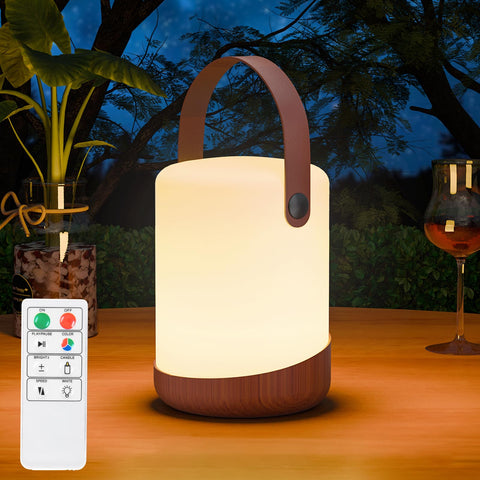 RWWR Solar Table Lamp Outdoor LED 2-in-1 Charging LED Table Lamp Battery Table Lamp Wireless with Remote Control 8 Colours Dimmable IP44 for Patio Camping Garden Balcony (E)