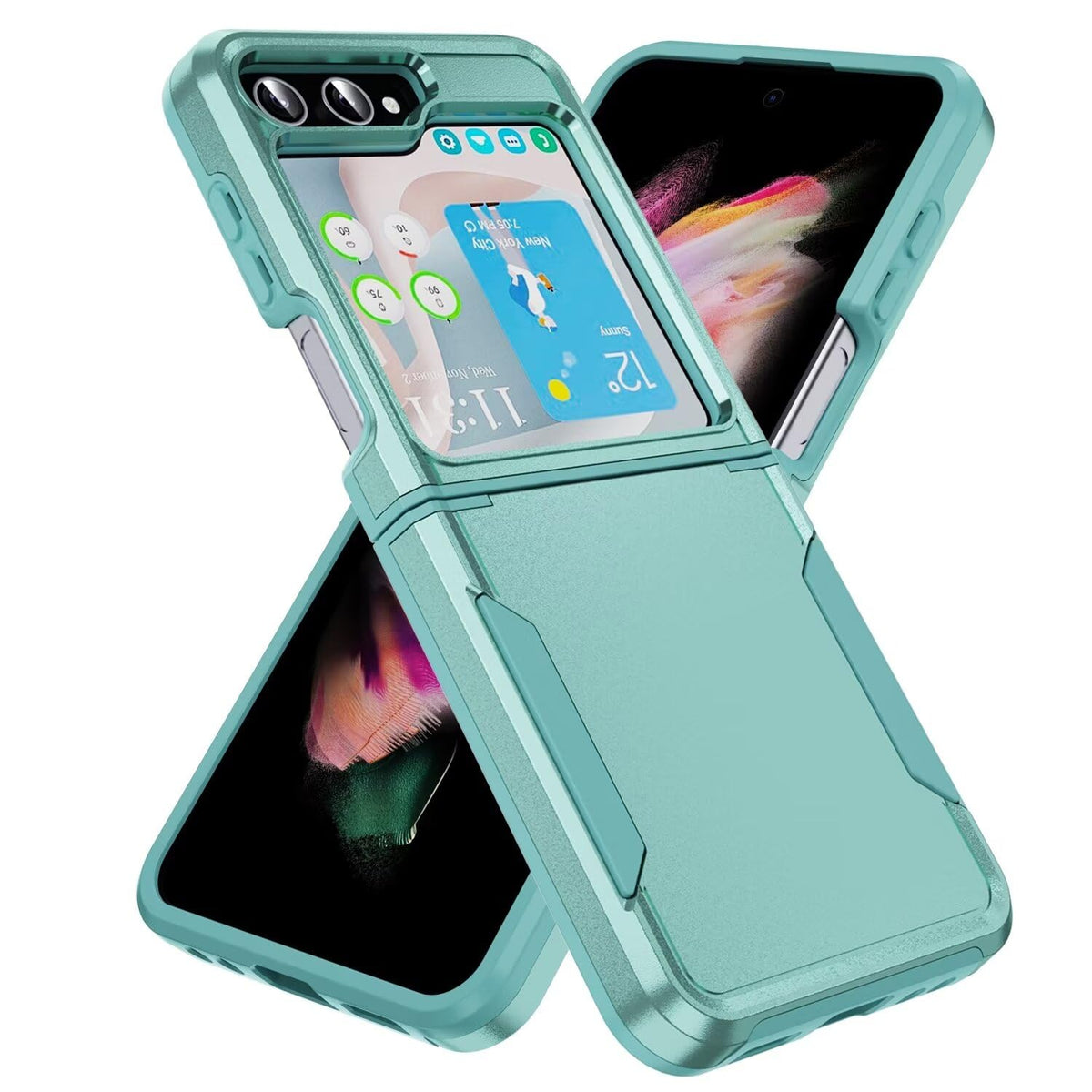 RanTuo Case for Samsung Galaxy Z Flip 6, TPU + PC Hybrid Armor 2 in 1 Double Protective Cover, Shockproof, Anti-fall Cover for Samsung Galaxy Z Flip 6.(Green)