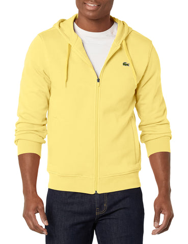Lacoste mens Sport Fleece Full Zip Hoodie Sweatshirt, Napolitan Yellow/Napolitan Yellow, Medium US