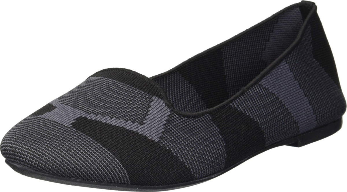 Skechers Women's Cleo-Sherlock-Engineered Knit Loafer Skimmer Ballet Flat, Black, 5.5