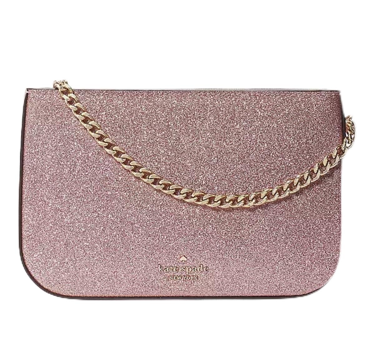 Kate Spade New York Glimmer Glitter Pochette Bag Detachable Strap In Mitten Pink