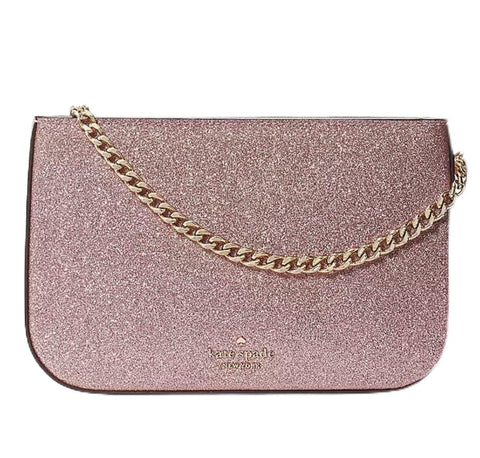 Kate Spade New York Glimmer Glitter Pochette Bag Detachable Strap In Mitten Pink