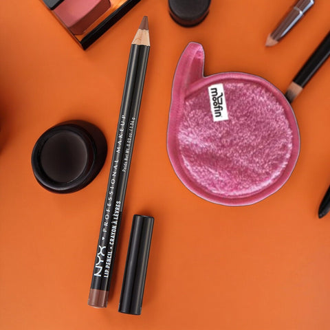 moofin Nyx Slim Lip Liner Pencil Nude Truffle, 0.03 oz - Precise Application Slim Lip Pencil Creamy Long-lasting Lip Liner Bundle Makeup Cleansing Cloth - Hydrating Creamy Lip Liner ~ [Pack of 6