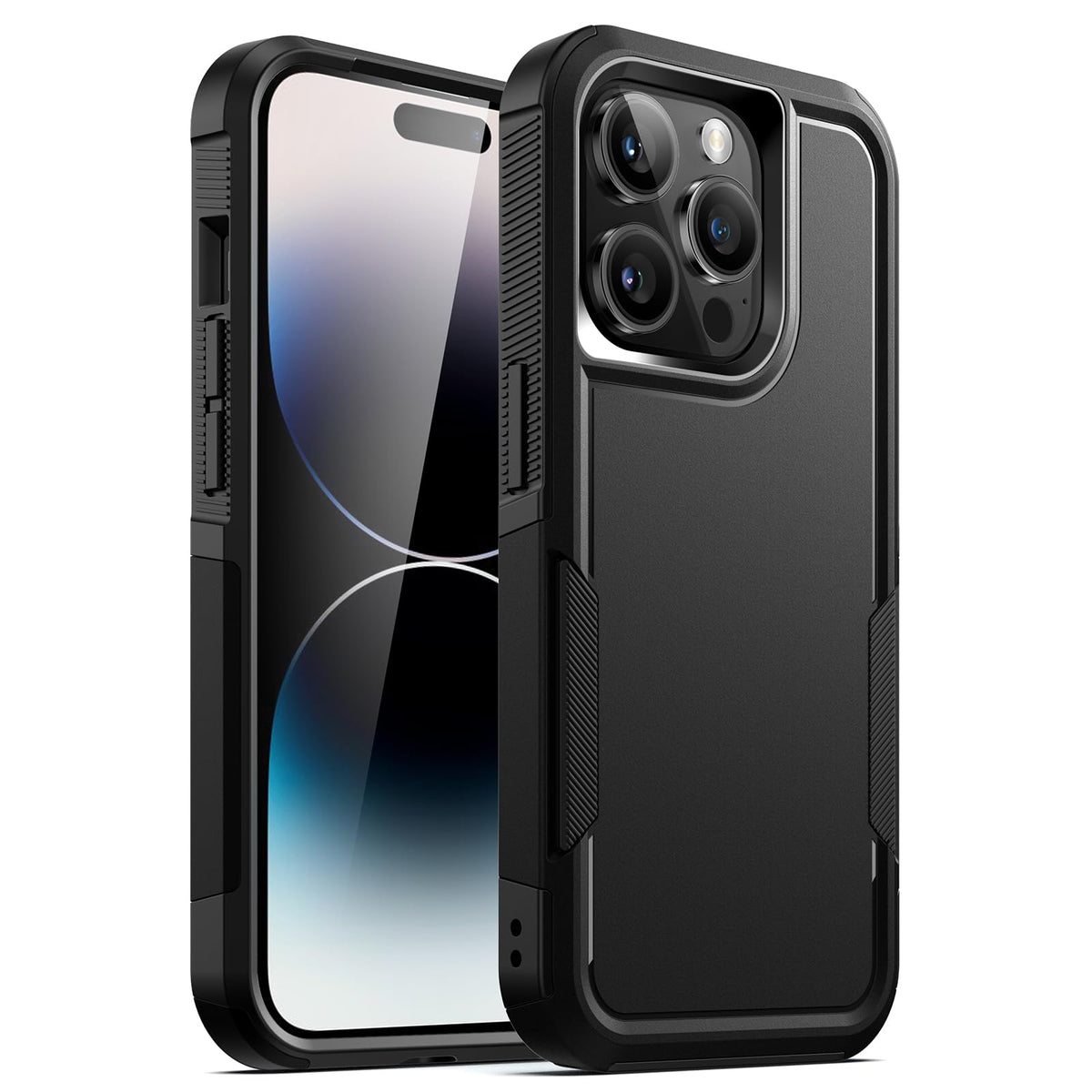 JETech Case for iPhone 14 Pro 6.1-Inch, Heavy Duty Dual-Layer Rugged Protection, Shockproof Protective Tough Phone Cover with Matte Back (Black)