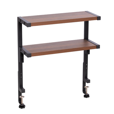 AirTaxiing Clamp on Desk Shelf 15.7 * 5.9 inch, 2-Tier Shelving Unit Table Organizer Above or Under Desk, Storage Tray Desk Workspace Organizers Desktop Storage Table Extender for Office Home