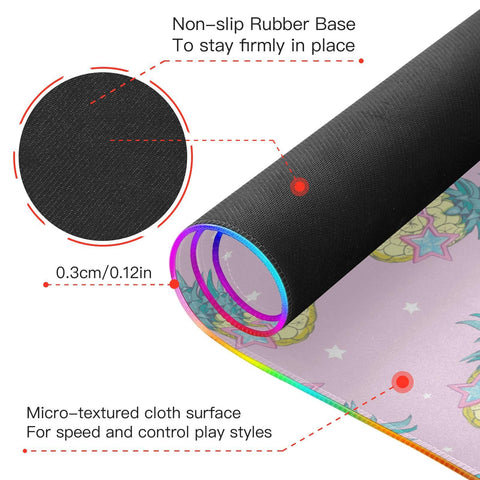 Cute Pineapples Wireless Charging Mouse Pad for Mobile Phone Extra Large Gaming Mousepad with 13 Lighting Modes Extended Desk Mat for MacBook PC Laptop Desk Office Home Gaming