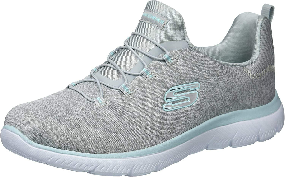 Skechers Women's Summits-Quick Getaway Light Grey Aqua Sneaker 7 W US
