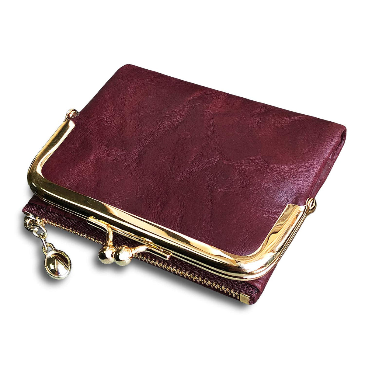 PofeeXIO Womens Wallet RFID Small Compact Bifold Leather Vintage Wallet,Ladies Coin Purse with Zipper and Kiss Lock (Purple)