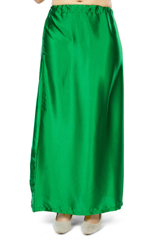 Madhu Fashion Women's Satin Saree Petticoat Saree Underskirt, Green, XL