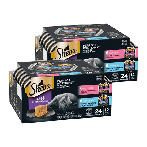 SHEBA PERFECT PORTIONS Cuts in Gravy Adult Wet Cat Food Tray, Delicate Salmon and Tender Whitefish & Tuna EntrÃƒÆ’Ã†â€™Ãƒâ€ Ã¢â‚¬â„¢ÃƒÆ’Ã¢â‚¬Â ÃƒÂ¢Ã¢â€šÂ¬Ã¢â€žÂ¢ÃƒÆ’Ã†â€™ÃƒÂ¢Ã¢â€šÂ¬Ã…Â¡ÃƒÆ’Ã¢â‚¬Å¡Ãƒâ€šÃ‚Â©e, Twin-Pack - 12 Count (Pack of 2)