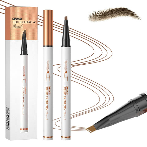 Eyebrow Pencil with 4 Fork Tip,2024 New 3D Microblading Eyebrow Pencil Natural Makeup Fine Stroke Magic Eyebrow Pencil,Long-Lasting Waterproof Natural Eyebrow Pencil Stay on All Day (Dark brown)
