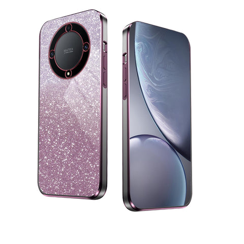 WBWONE Glitter Case for Huawei Honor Magic 6 Lite / Magic6 Lite Case, Electroplated Edge, Flexible Protection, Shockproof Soft Cover Shell with Glitter Stickers - Pink